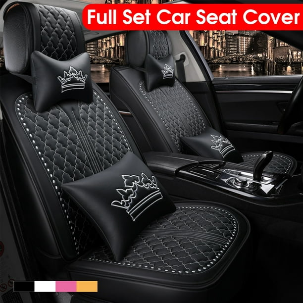 Deluxe Linen Auto Car Seat Cover Cushions 10mm Layer Black for 5 seat Sedan Limo